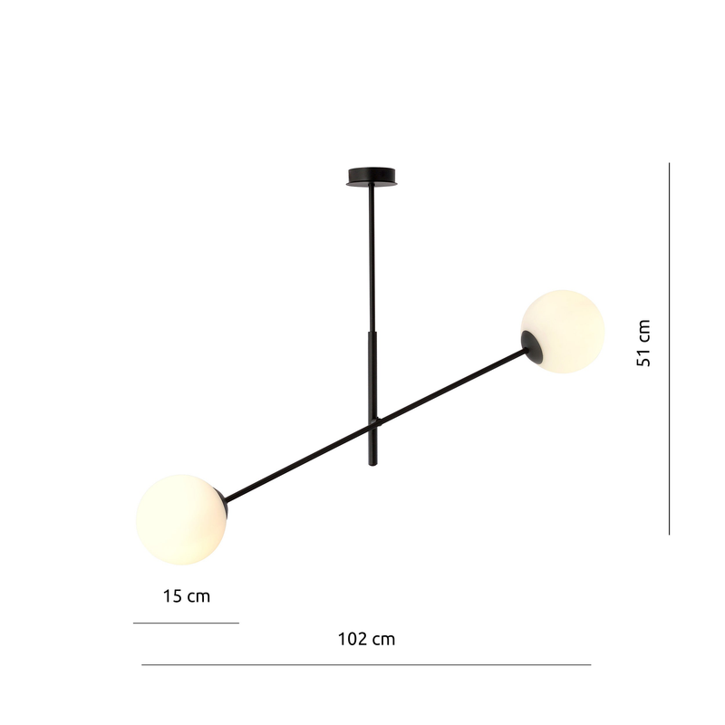 Linear 2 black/opal  lampe Loftlampe - Vaalea.dk