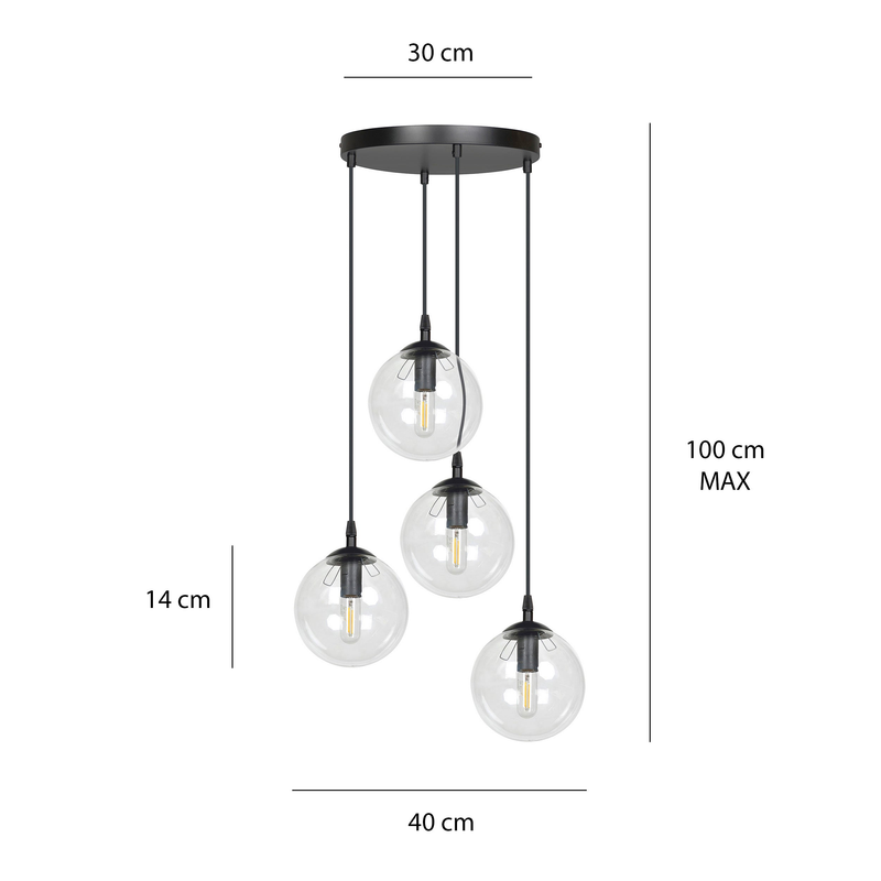 Cosmo 4 bl premium transparent  lampe Loftlampe - Vaalea.dk