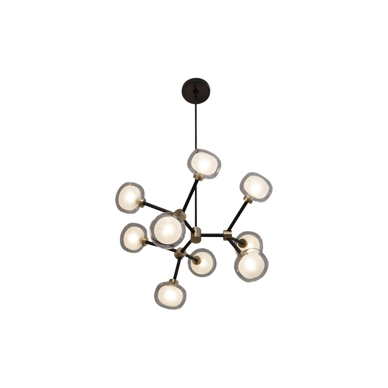 Nabila 552.19 chandelier matt black + brushed brass + clear glass Pendel - Vaalea.dk