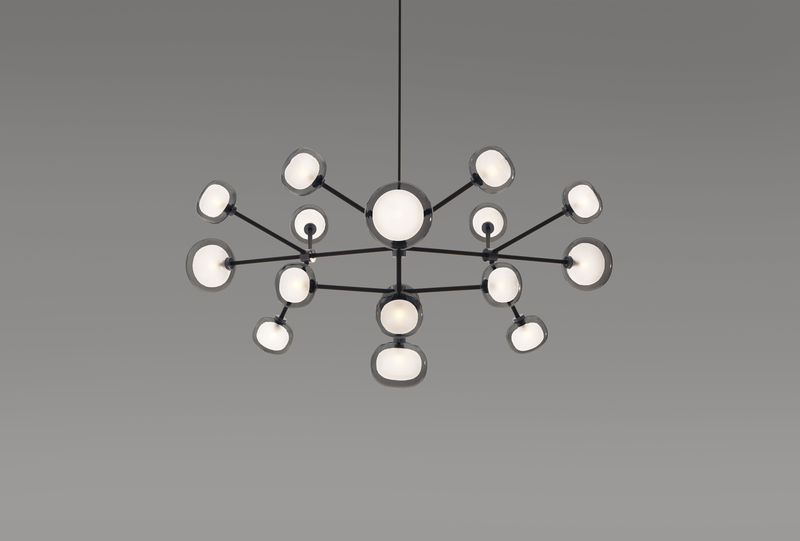 Nabila 552.16 chandelier matt black + black chrome + smoke glass Pendel Pendel