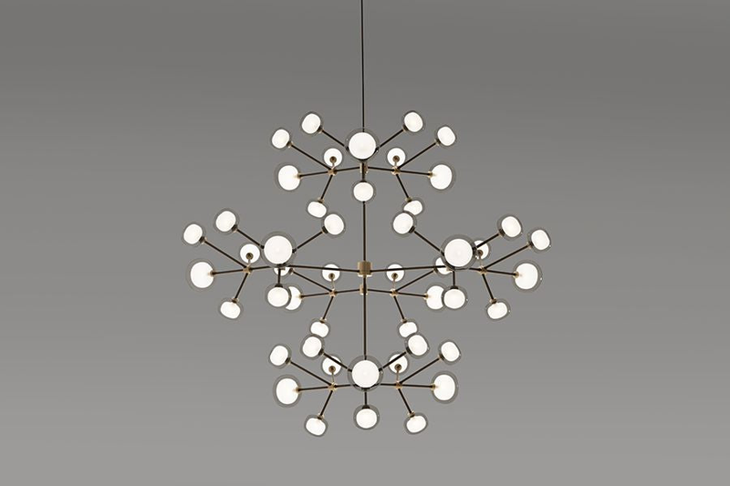 Nabila 552.48 chandelier matt black + brushed brass + clear glass Pendel Pendel