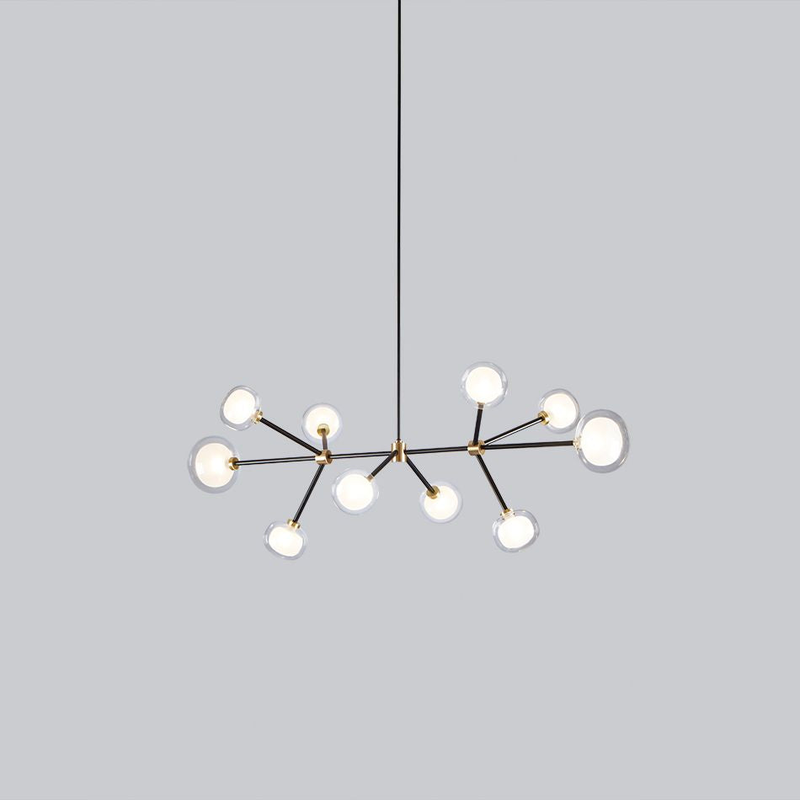 Nabila 552.19 chandelier matt black + brushed brass + clear glass Pendel Pendel